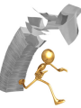 Gold Man Escaping VAT Tax Bureaucracy Paperwork